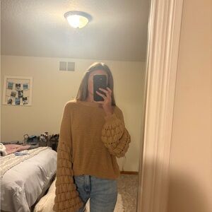 Impressions Textured Tan Sweater
